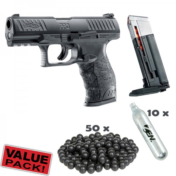 Walther PPQ M2 T4E Cal.43 inkl. Extra Magazin, CO2 Kapseln und 50 Rubberballs